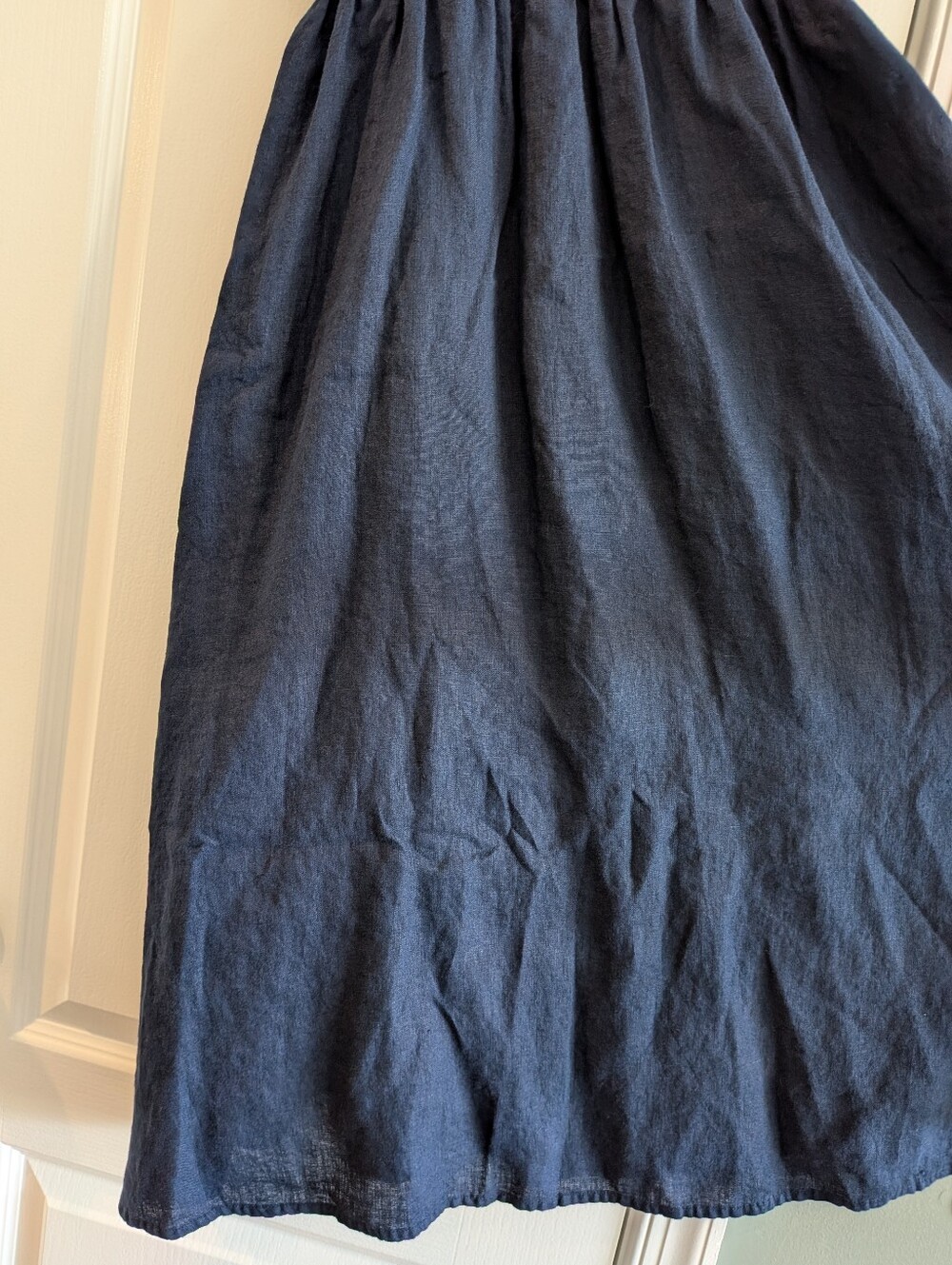 Quince 100% European Linen Fit & Flare Midi Dress Deep Navy Blue Coastal Size XS - Picture 7 of 14
